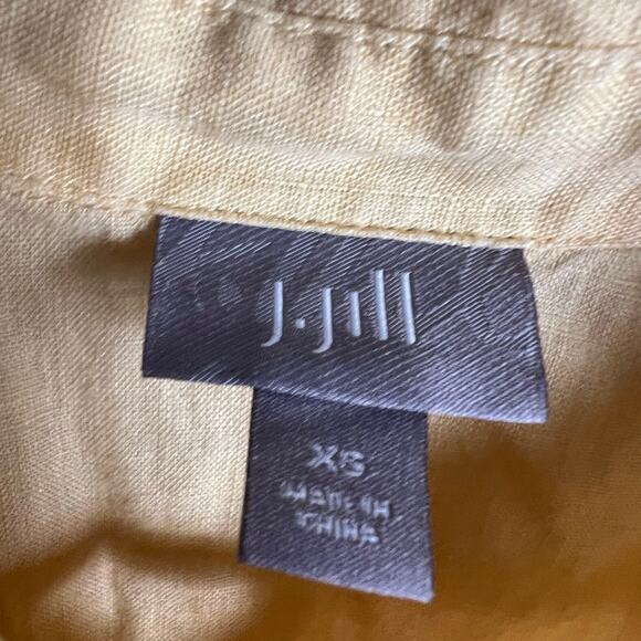 J. Jill Yellow 100% Linen Long Sleeve Button Up Shirt Size XS - Picture 8 of 10